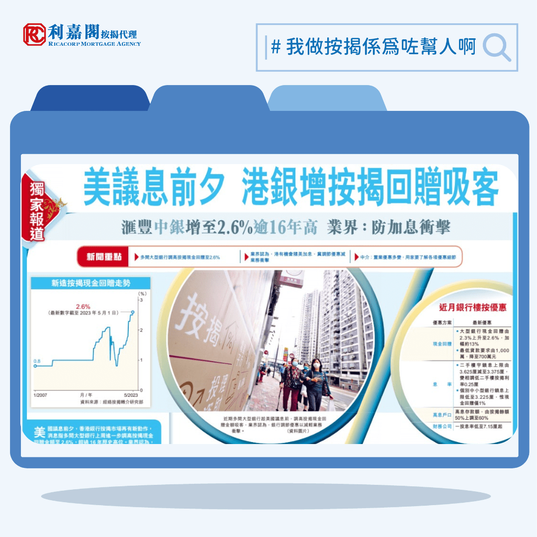 美議息前夕 | 港銀增按揭回贈吸客 | 滙豐中銀增至2.6%逾16年高 | HKET 香港經濟日報